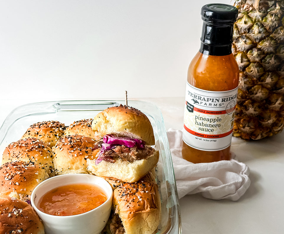 Pineapple Habanero BBQ Pulled Pork Sliders with Terrapin Ridge Farms Pineapple Habanero Sauce Pineapple Habanero BBQ Pulled Pork Sliders with Terrapin Ridge Farms Pineapple Habanero Sauce